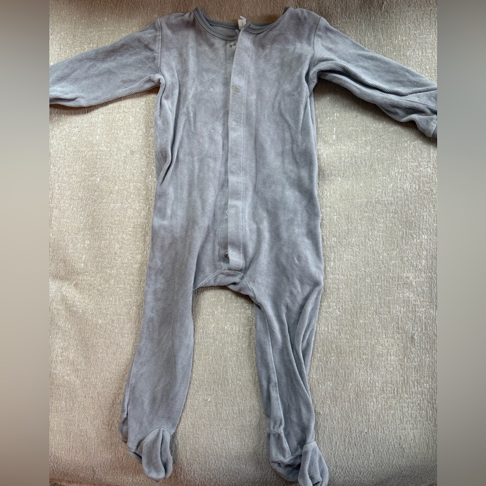 Quincy Mae Velour 100% Organic Cotton Snap Footie